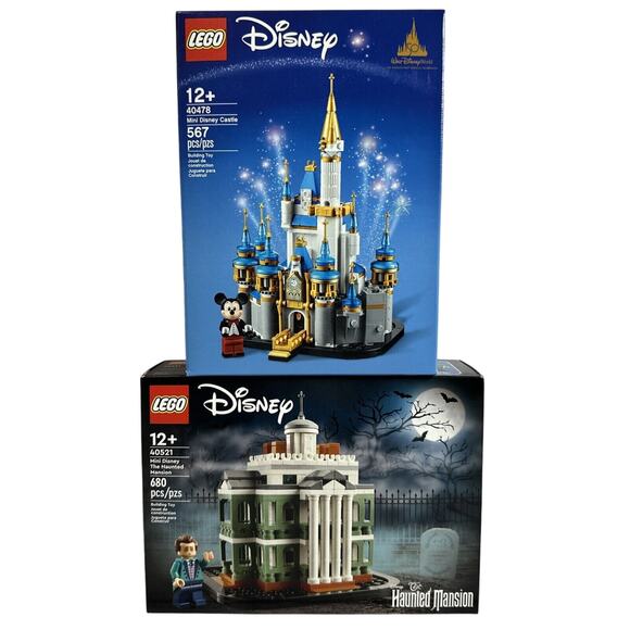 Lego Disney 40478 Mini Disney Castle 40521 Mini Haunted Mansion New Sealed Sets - Picture 1 of 7